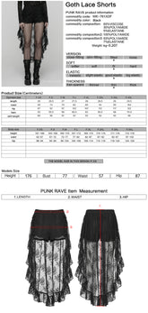 WK-761XDF Gothic Skirt Asymmetrical Lace Ruffle High-Low Hem Design